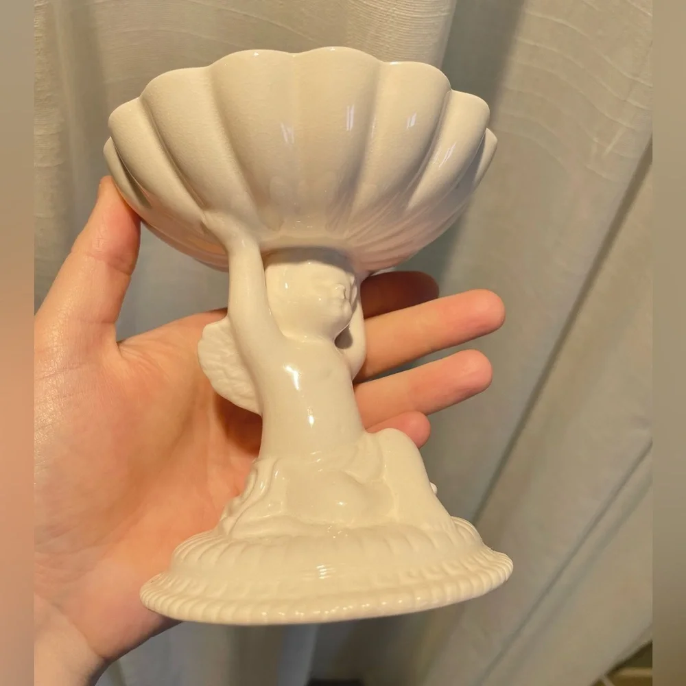 VTG Avon Cherub Soap Dish Holder Ivory White Etherial Bathroom Decor Jewelry